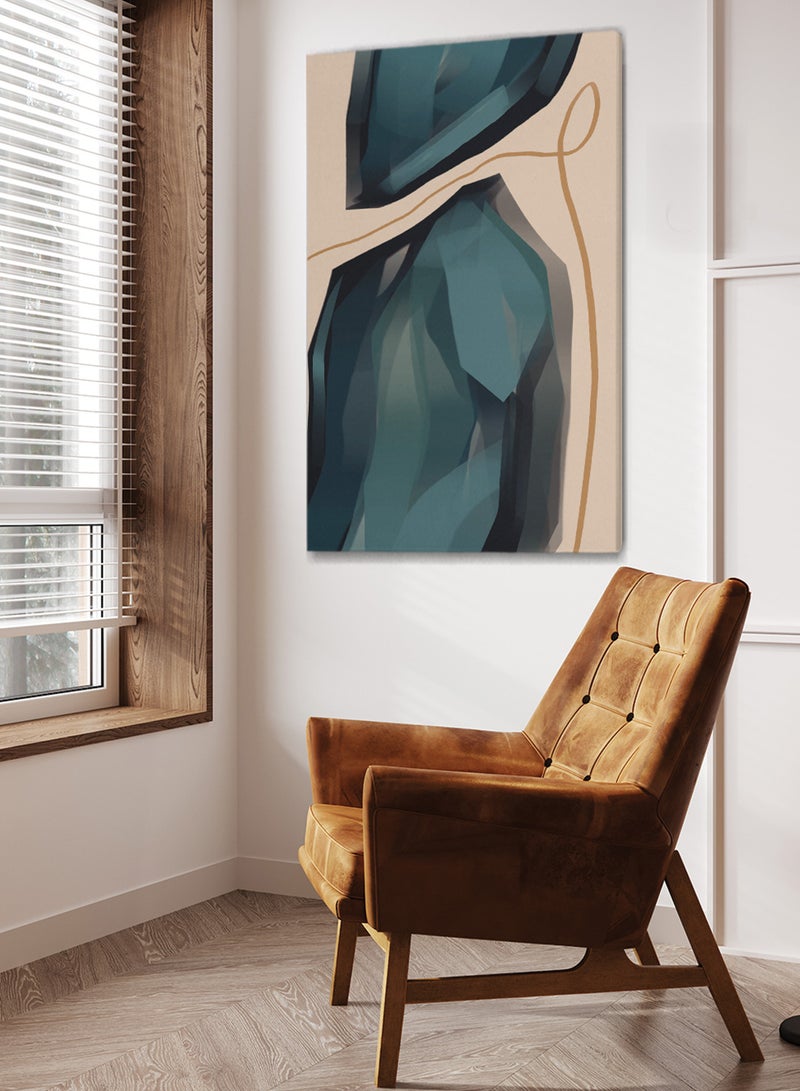 LOWHA Framed Canvas Wall Art Stretched Over Wooden Frame with Abstract Painting - Image 1