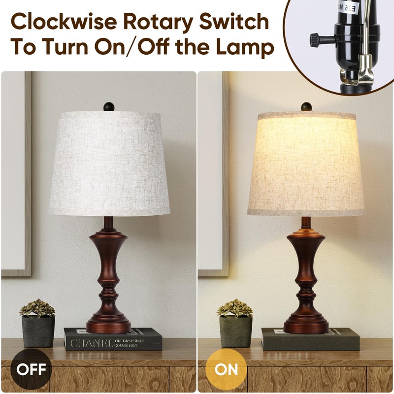 ROTTOGOON Retro Table Lamps Set of 2 Nightstand Lamp for Bedroom Vintage Rustic Table Lamps for Living Room Traditional Nightstand Bedside Lamps Bulb NOT Included - Image 4