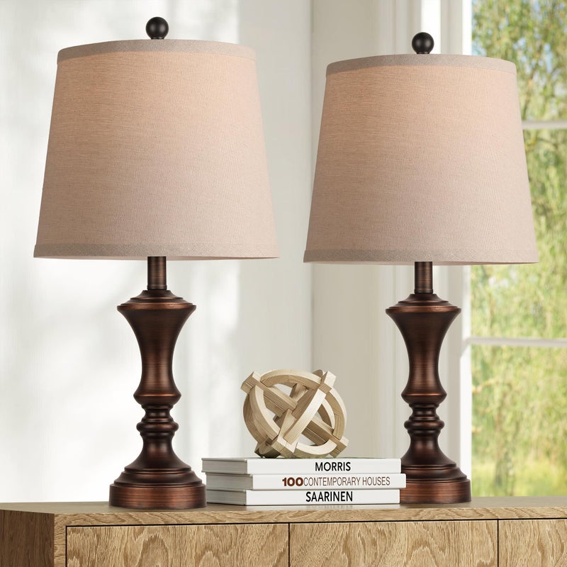 ROTTOGOON Retro Table Lamps Set of 2 Nightstand Lamp for Bedroom Vintage Rustic Table Lamps for Living Room Traditional Nightstand Bedside Lamps Bulb NOT Included - Image 1