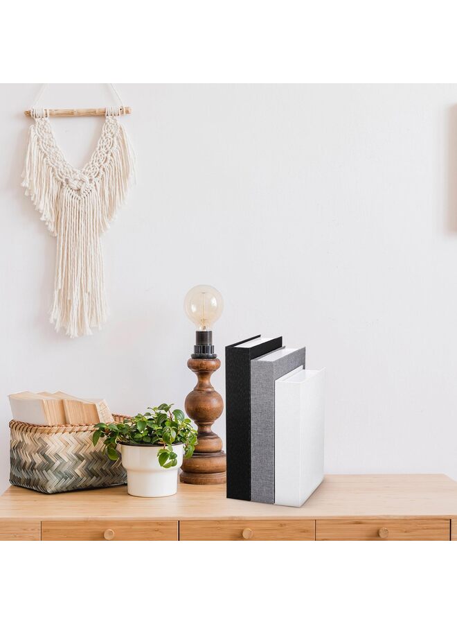 صندوق كتب من الكتان المحايد مكون من 3 قطع - Image 4