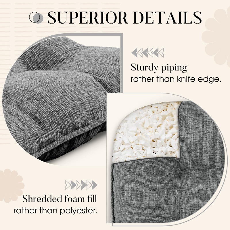 Basic Beyond Chair Cushions for Dining Chairs 4 Pack, Chair Cushion with Ties and Non Slip Backing, 15.5 x 15.5 inches Tufted Kitchen Chair Pads for Dining Chairs(Dark Grey) - Image 5