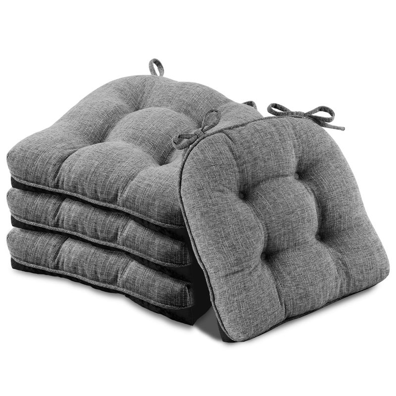 Basic Beyond Chair Cushions for Dining Chairs 4 Pack, Chair Cushion with Ties and Non Slip Backing, 15.5 x 15.5 inches Tufted Kitchen Chair Pads for Dining Chairs(Dark Grey) - Image 1