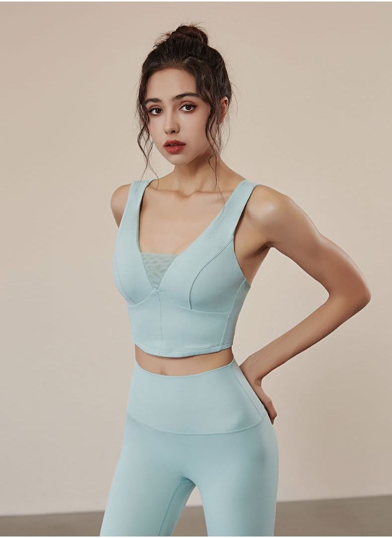 NIBEMINENT - Running Fitness Yoga Bra And Pants Two-piece Set Gather High Waist Hip Hip Slim Stretch Sportswear Suit - Image 1