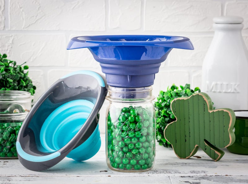 Brewing America Kitchen Canning Funnel – Collapsible Silicone Food Funnel for Wide Mouth and Regular Mason Jars – Flexible Use for Coffee, Liquid, Jam, Cooking, Baking, Crafts - Teal/Gray - Image 5