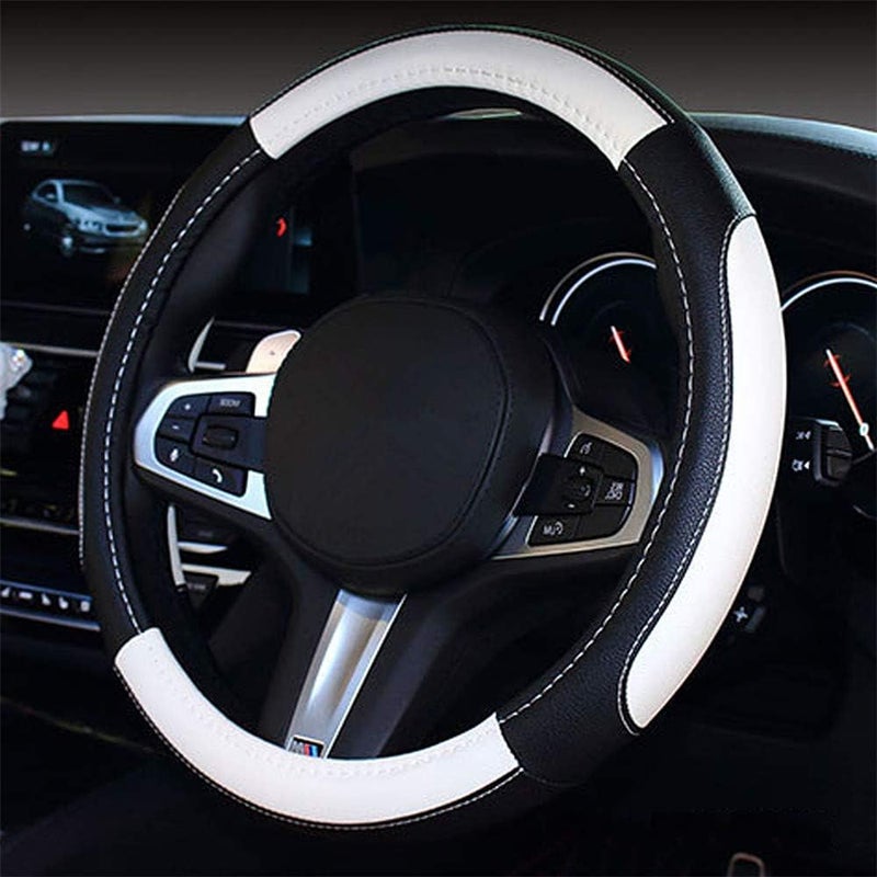 Coofig Car Steering Wheel Cover with Durable PU Leather, Universal 15 inch Fit for Car Truck SUV, Breathable Anti Slip Auto Steering Wheel Covers for Men and Women - Image 1