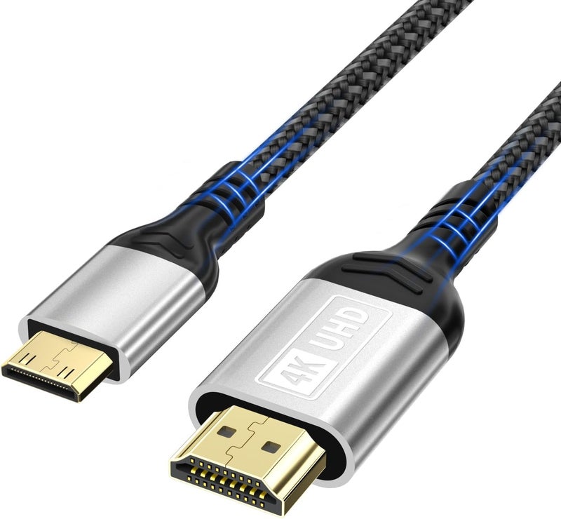 كابل HDMI صغير من نوع Mini HDMI إلى HDMI، طوله 1 متر، يدعم تقنيات 4K @ 60Hz، ويدعم تنسيقات 4K وUHD وHDR وeARC، بسرعة نقل بيانات تصل إلى 18 Gbps. متوافق مع الكاميرات الرقمية (DSLR) وجهاز Raspberry Pi Zero وبطاقات الرسوميات والأجهزة اللوحية وأجهزة العرض وأجهزة اللابتوب وكاميرات Nikon. - Image 1