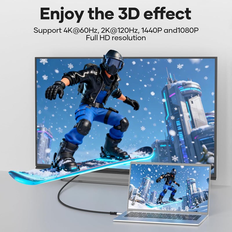 كابل HDMI صغير من نوع Mini HDMI إلى HDMI، طوله 1 متر، يدعم تقنيات 4K @ 60Hz، ويدعم تنسيقات 4K وUHD وHDR وeARC، بسرعة نقل بيانات تصل إلى 18 Gbps. متوافق مع الكاميرات الرقمية (DSLR) وجهاز Raspberry Pi Zero وبطاقات الرسوميات والأجهزة اللوحية وأجهزة العرض وأجهزة اللابتوب وكاميرات Nikon. - Image 2