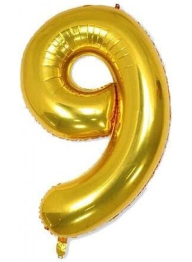 DecoLoral DECOR ME Gold colour 32inch Number Foil Balloon (No-9)