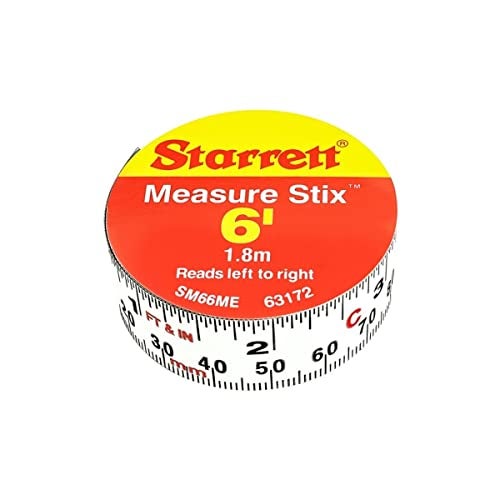 Starrett Tape Measure Stix with Adhesive Backing - Mount to Work Bench, Saw Table, Drafting Table - 3/4" x 2m/6', English Metric, Left-Right Reading - SM66ME - Image 1