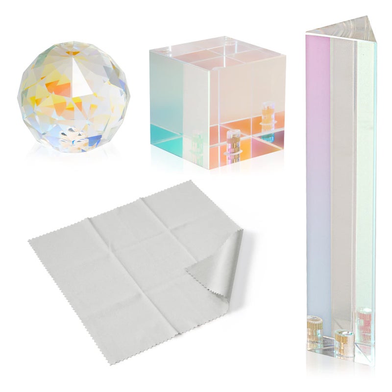 Meking Optical Prism Set Triangular Prism Crystal Glass Cube for Teaching Light Spectrum Physics Lens Photography Studio Shooting - Image 2