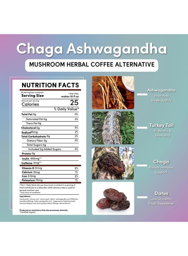 teeccino Chaga Ashwagandha Butterscotch Cream Organic Mushroom Adaptogen Herbal Tea Foil Bag 284 g - Image 3