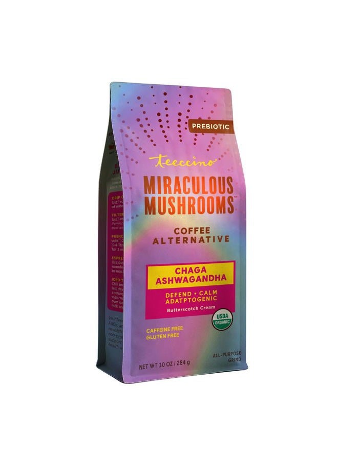 teeccino Chaga Ashwagandha Butterscotch Cream Organic Mushroom Adaptogen Herbal Tea Foil Bag 284 g - Image 1