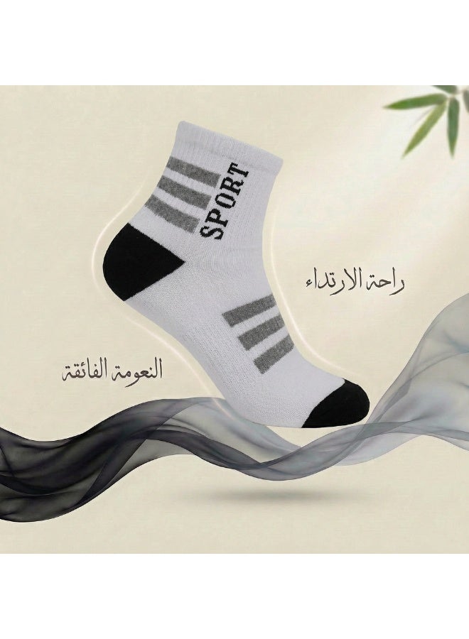 دودوليزا شراب رياضي رجالي بامبو بتقنية نانو الفضة مضاد للرائحة والتعرق مريح وقابل للتنفس للاستخدام اليومي والرياضة  - 5 أزواج أسود - Image 2