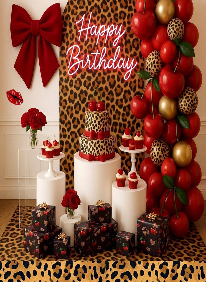 Sabary 12 Pcs Cheetah Cherry Gift Wrapping Paper Cheetah Print Birthday Decorations Red and Black Leopard Print Wrapping Paper Birthday Party Decorations for Women Bachelorette, Anniversary, 20x28in - Image 5