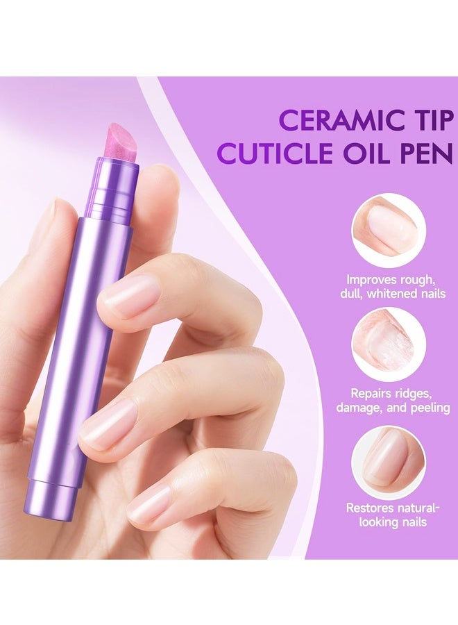 4-in-1 Cuticle Oil Pen With Ceramic Tip Cuticle Pusher Nail Treatment Pen For Dry Damaged Nails Hangnails - Image 2