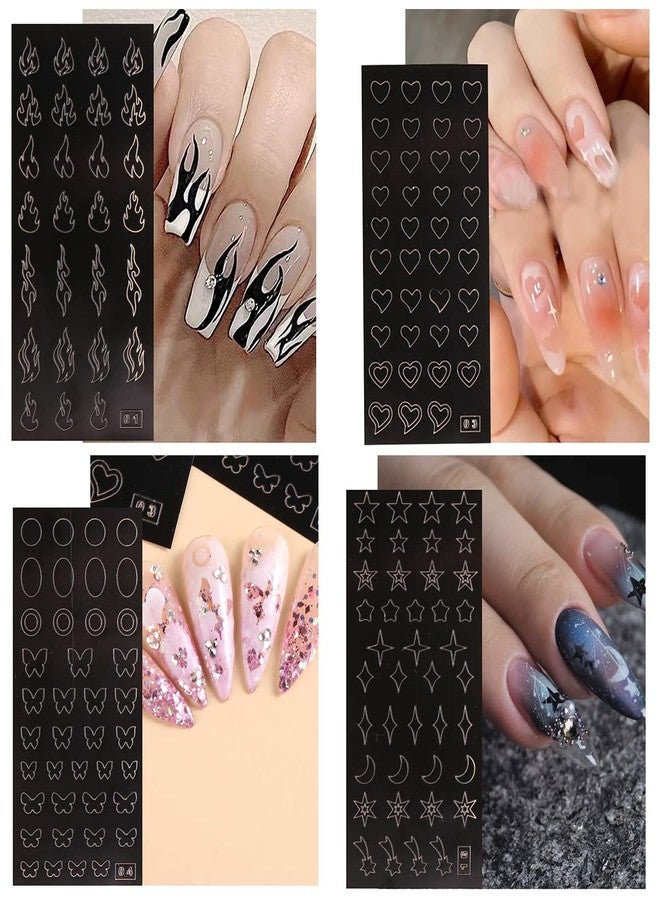 Furimuk 10 Sheets Airbrush Nail Stencils Stickers for Nail Art, 3D Self-Adhesive Butterfly Heart Snowflake French Design Hollow Printing Template Stencil Nail Guide Supplies for DIY Manicure Décor. - Image 3