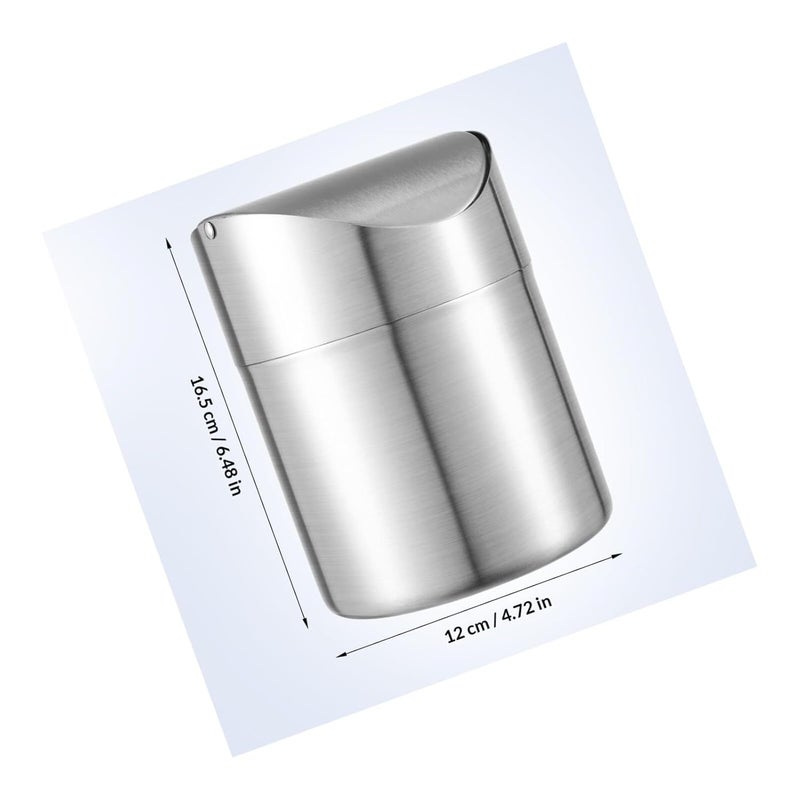 Toyvian Stainless Steel Mini Car Garbage Can Windproof Trash Container Compact Litter Bin for Vehicle and Bedroom Use - Image 2