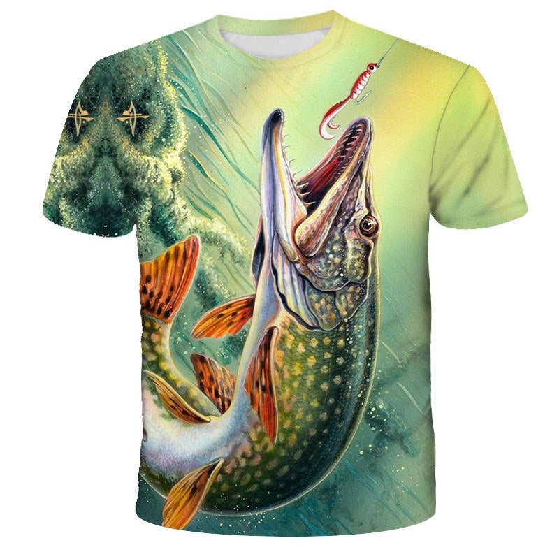 Fish Series 3D Digital Printing Round Neck T-Shirt Short Sleeve Couple Style Top - Image 5