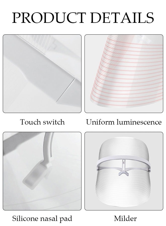 DUNISO LED Light Facial Mask 3 Colors Light Facial Photon Beauty Device for Facial Rejuvenation Anti-Aging At-Home Photon Skin Care Beauty Mask for Anti Wrinkles Acne Reduction - Image 3