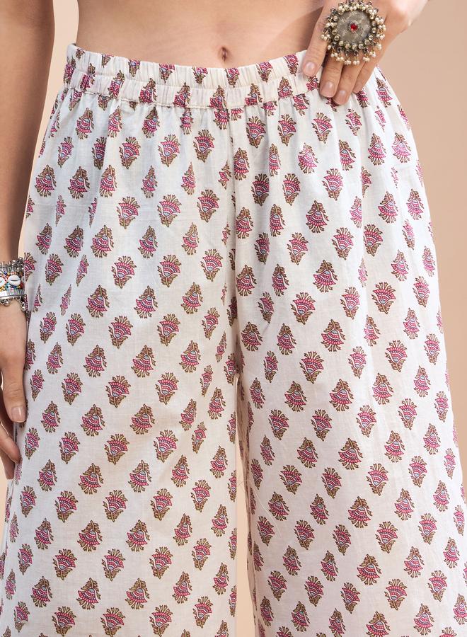 SASSAFRAS White Floral Sleeve Knot Kurti - Image 2