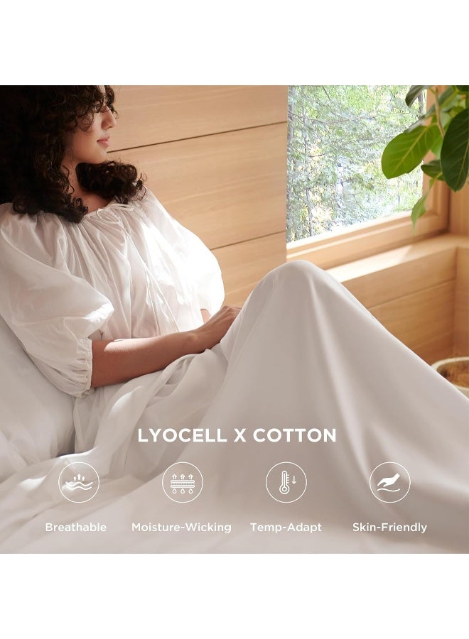 KI LINEN - Luxurious 600 Thread Count Egyptian Cotton Sheet Set for Queen Size Bed (60" X 80") 16 Inch Deep Pocket - Comfy Breathable & Cooling Sheets with Sateen Weave - Bedding Sheet Set - White - Image 3