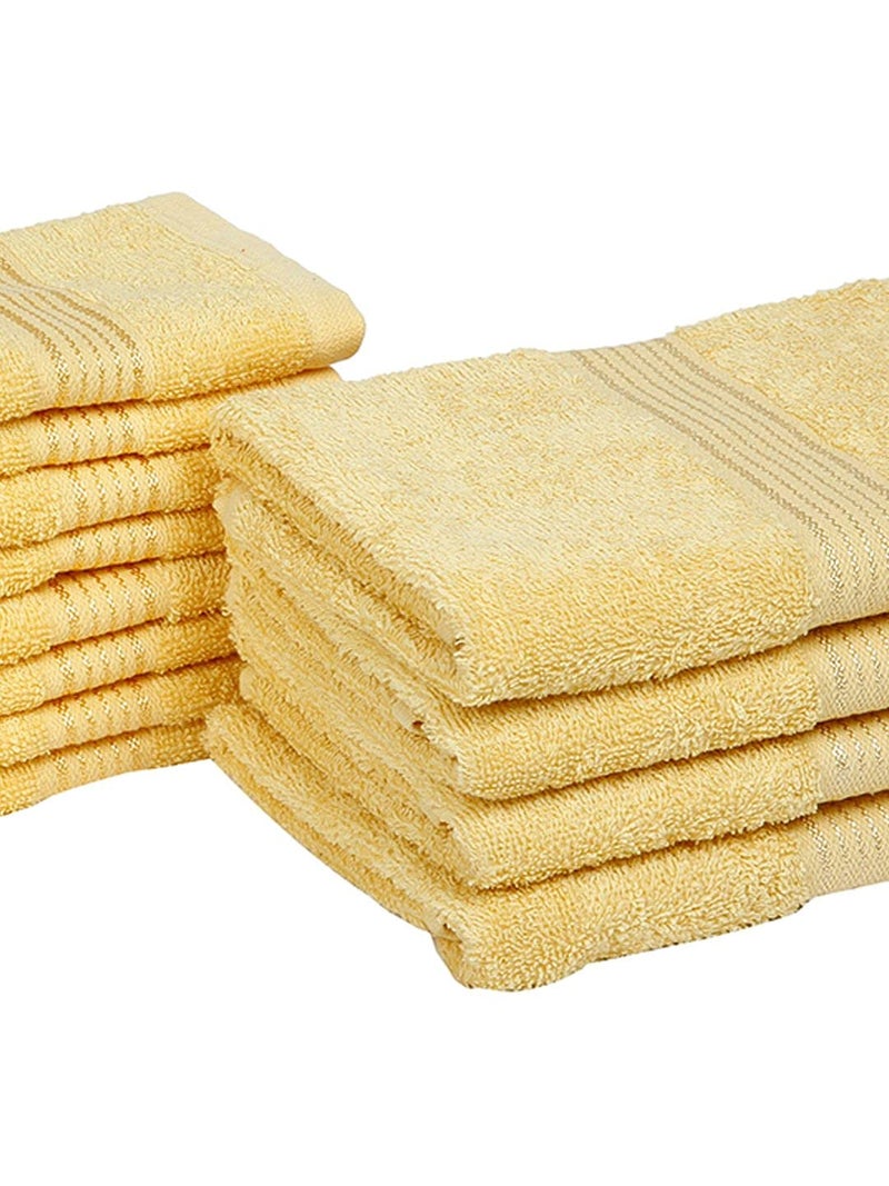 KOPA [12pc] Quick Dry 100% Cotton Soft Terry Towel -4pc Hand, 8pc Face (d'ross) | Quick Dry 100% Cotton | Super Absorbent, Lightweight, Odour Free - for Men, Women, Kids Solid-Yellow - Image 5