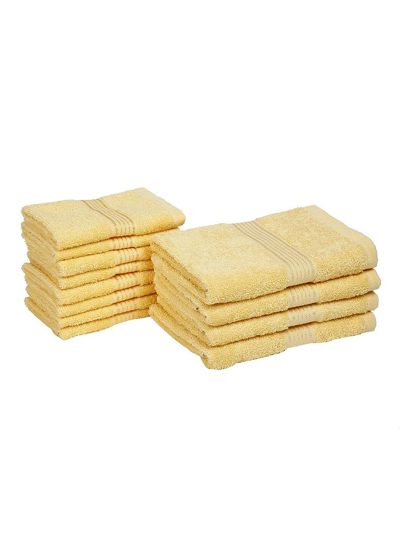 KOPA [12pc] Quick Dry 100% Cotton Soft Terry Towel -4pc Hand, 8pc Face (d'ross) | Quick Dry 100% Cotton | Super Absorbent, Lightweight, Odour Free - for Men, Women, Kids Solid-Yellow - Image 4