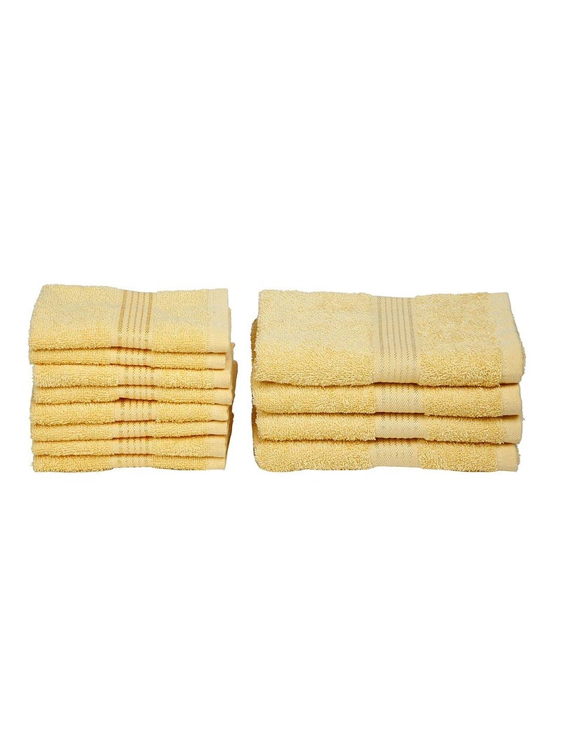 KOPA [12pc] Quick Dry 100% Cotton Soft Terry Towel -4pc Hand, 8pc Face (d'ross) | Quick Dry 100% Cotton | Super Absorbent, Lightweight, Odour Free - for Men, Women, Kids Solid-Yellow - Image 3