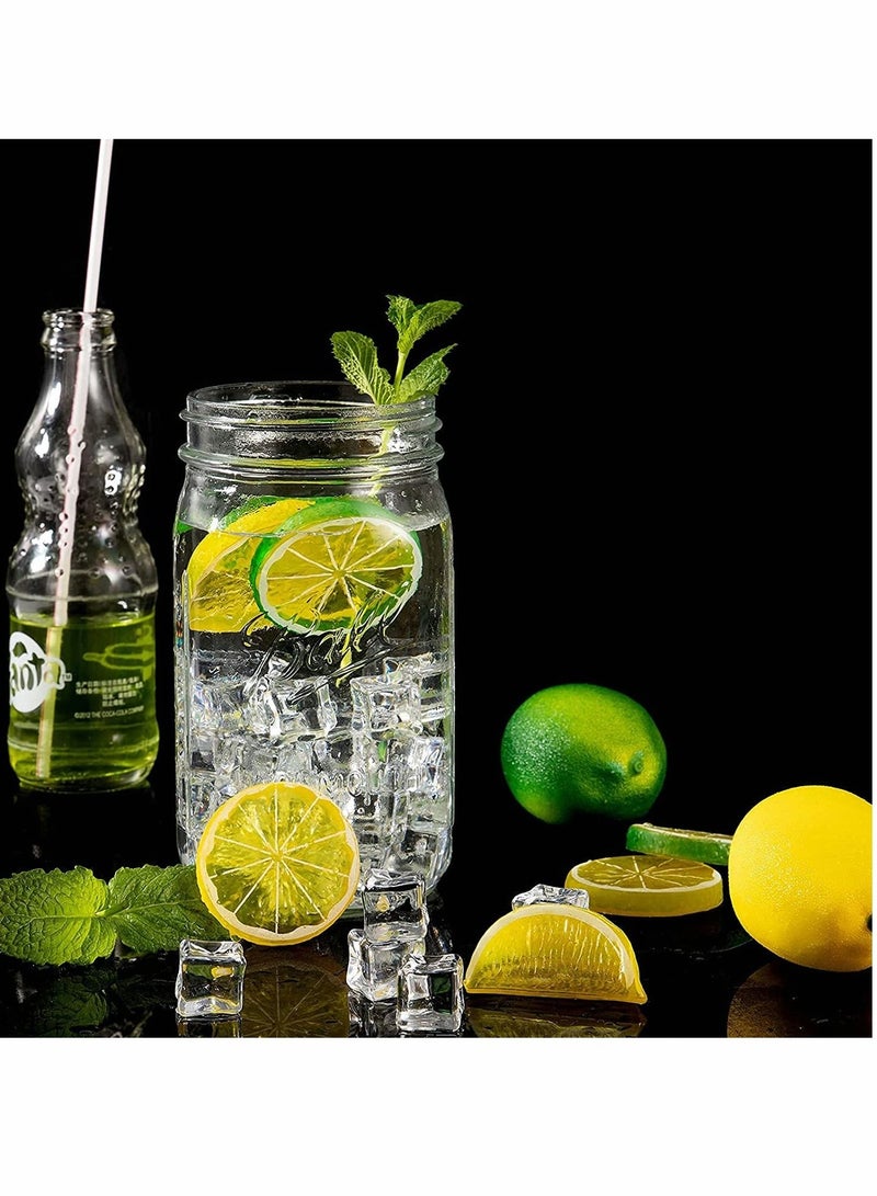SYOSI Transparent Fake Ice Cube Lemon Slice Set-50 Pieces Of Transparent Fake Ice + 10 Pieces Of Artificial Lemon Lime Chips, Home Decoration Wedding Center Vase Filler (60 Pieces) - Image 4