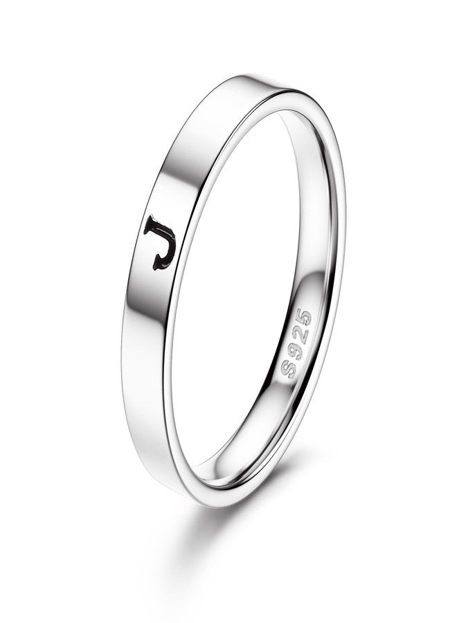 Florideco 925 Sterling Silver Initial Rings for Women Non Tarnish Dainty Stackable Letter Ring Simple Thumb Knuckle Rings Trendy Statement Promise Wedding Bands Engagement Rings for Women J8 - Image 1