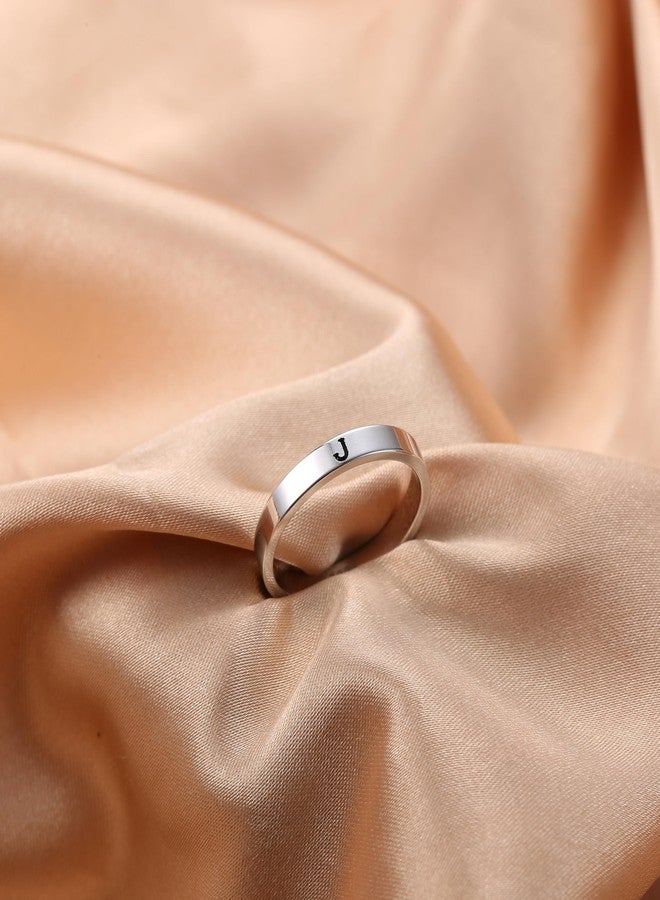 Florideco 925 Sterling Silver Initial Rings for Women Non Tarnish Dainty Stackable Letter Ring Simple Thumb Knuckle Rings Trendy Statement Promise Wedding Bands Engagement Rings for Women J8 - Image 2