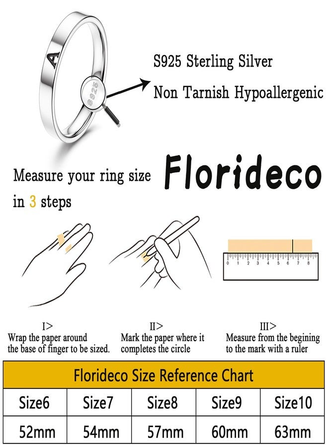 Florideco 925 Sterling Silver Initial Rings for Women Non Tarnish Dainty Stackable Letter Ring Simple Thumb Knuckle Rings Trendy Statement Promise Wedding Bands Engagement Rings for Women J8 - Image 5