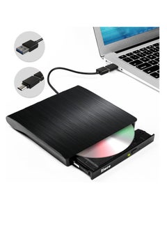 محرك اقراص دي في دي خارجي USB 3.0 نوع C محمول CD +/-RW مشغل دي في دي لموقد اعادة كتابة روم متوافق مع اللابتوب والكمبيوتر المكتبي وويندوز وماك بوك ولينكس وماك او اس