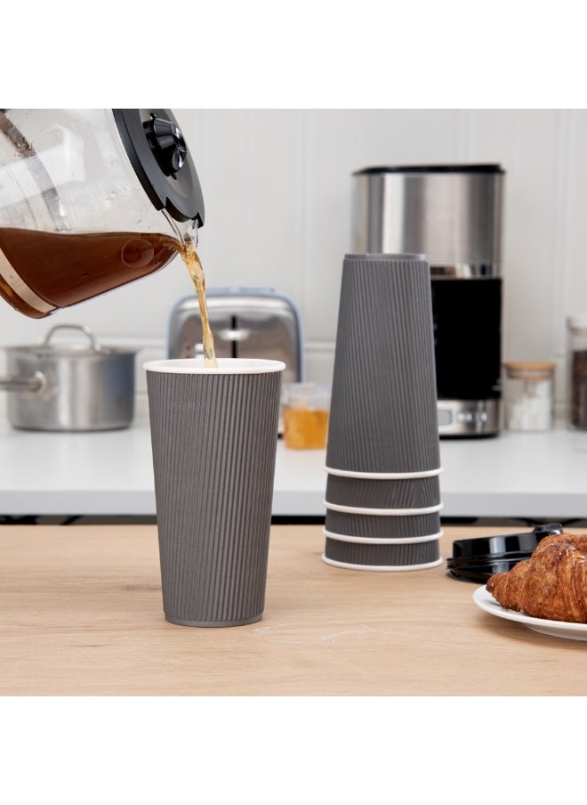 Restaurantware Restaurantware 20 Ounce Ripple Insulated Coffee Cups, 250 Double Wall Corrugated Tumblers, Leakproof, Sustainable Gray Paper Design, Ribbed Surface, Secure Grip, Matching Lids Sold Separately  - Image 3
