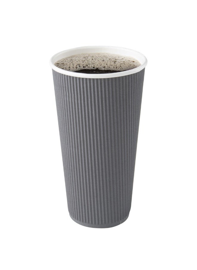 Restaurantware Restaurantware 20 Ounce Ripple Insulated Coffee Cups, 250 Double Wall Corrugated Tumblers, Leakproof, Sustainable Gray Paper Design, Ribbed Surface, Secure Grip, Matching Lids Sold Separately  - Image 2