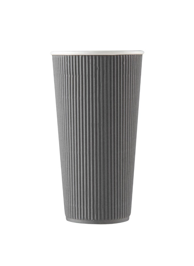 Restaurantware Restaurantware 20 Ounce Ripple Insulated Coffee Cups, 250 Double Wall Corrugated Tumblers, Leakproof, Sustainable Gray Paper Design, Ribbed Surface, Secure Grip, Matching Lids Sold Separately  - Image 1