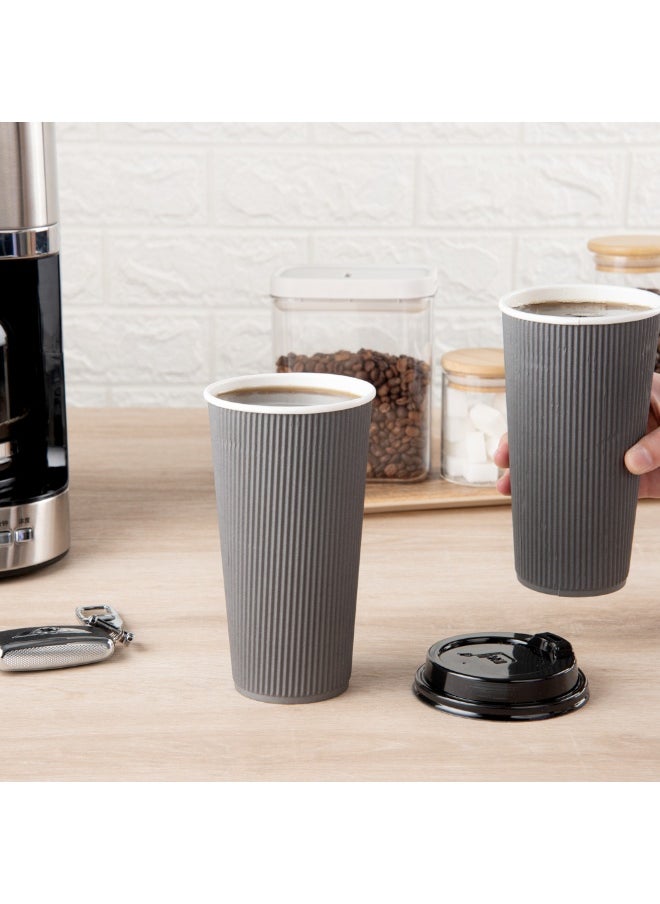Restaurantware Restaurantware 20 Ounce Ripple Insulated Coffee Cups, 250 Double Wall Corrugated Tumblers, Leakproof, Sustainable Gray Paper Design, Ribbed Surface, Secure Grip, Matching Lids Sold Separately  - Image 5
