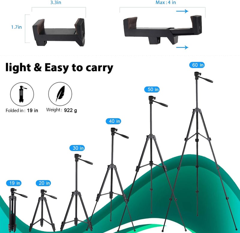 Osaka (OS-770) 60 Inch Foldable Tripod Stand with Phone Holder, 5kg Load Capacity, Aluminum Alloy Legs with Rubberized Feet & Flip Locks, Carry Bag, for Photo & Video Shoots - Image 3