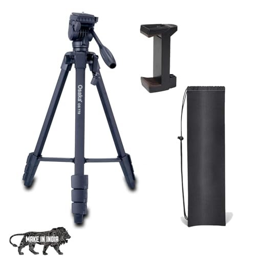 Osaka (OS-770) 60 Inch Foldable Tripod Stand with Phone Holder, 5kg Load Capacity, Aluminum Alloy Legs with Rubberized Feet & Flip Locks, Carry Bag, for Photo & Video Shoots - Image 1