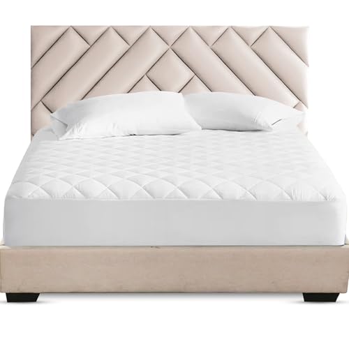 Sunshine Comforts King Size Mattress Protector Premium Quilted UltraSoft Breathable Hypoallergenic Noiseless EasyCare White