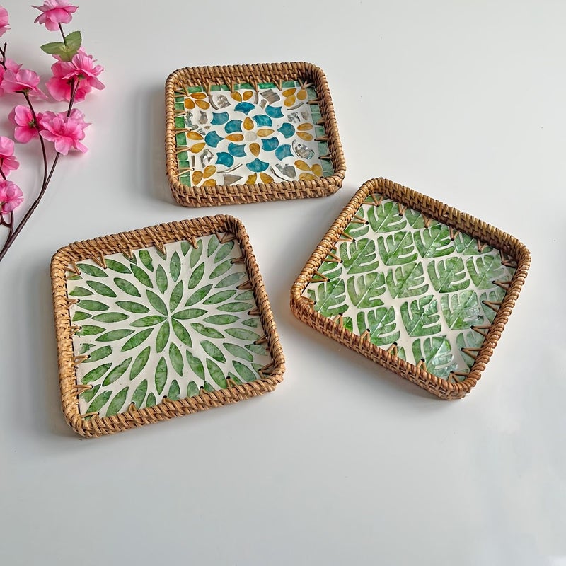 Square Yellow Jacquard Tray 7.09 Inch for Rustic Farmhouse Table Centerpiece and Seasonal Holiday Decoration - Image 5