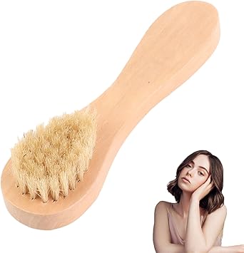 Salmue Wooden Handle Facial Brush Gentle Peeling for Sensitive Skin Exfoliation and Cleansing - Image 1