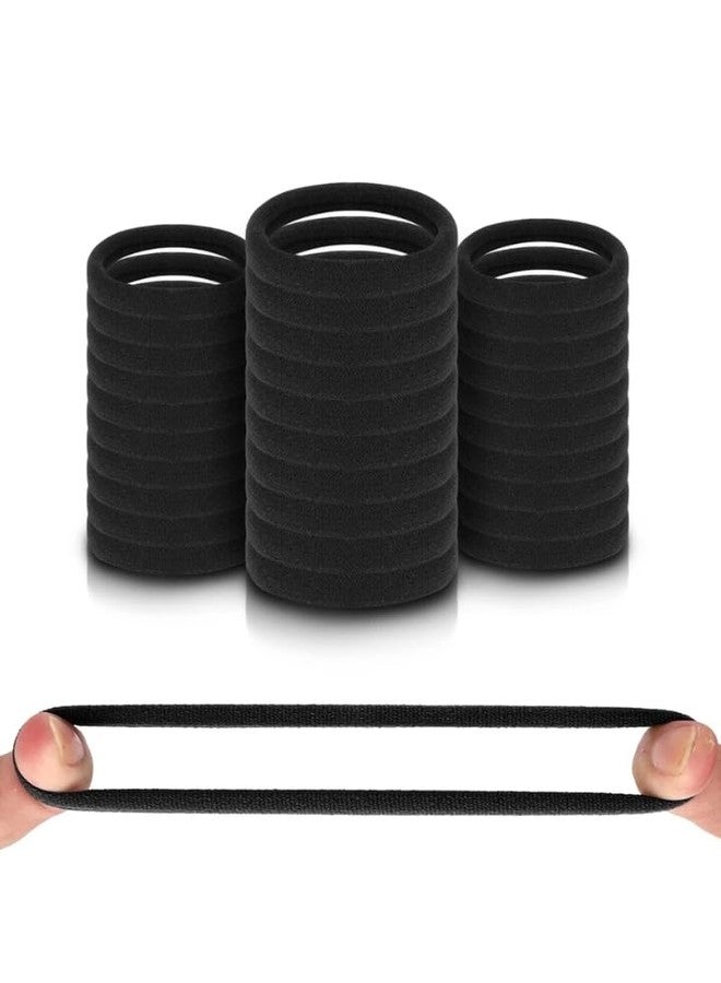 Rock World Black Ponytail Holder Elastic Hair Ties Long Lasting Rubber,Scrunchie Bands, Buns Accessory for Women, Girls Best Nylon Rubber bands (Pack of 30 Pieces)(Black) - Image 1