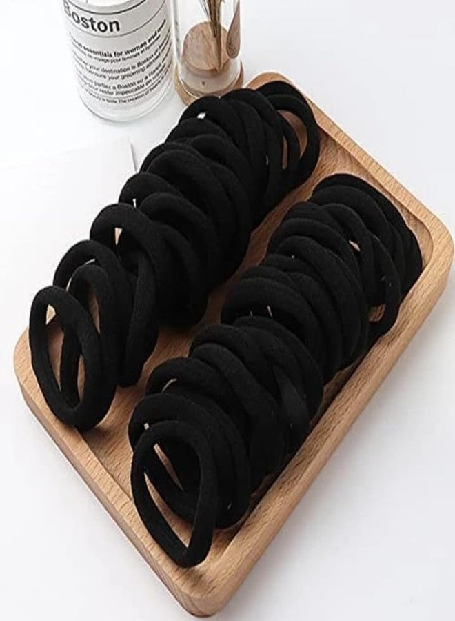 Rock World Black Ponytail Holder Elastic Hair Ties Long Lasting Rubber,Scrunchie Bands, Buns Accessory for Women, Girls Best Nylon Rubber bands (Pack of 30 Pieces)(Black) - Image 3