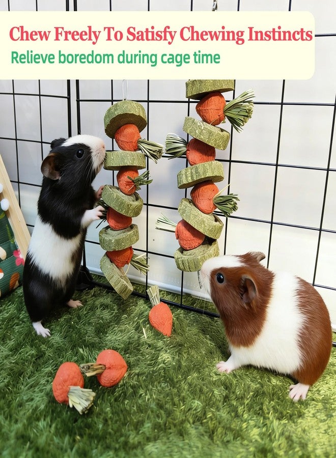 Hamiledyi Bunny Chew Toys Guinea Pig Chew Toys for Teeth Grinding Rabbit Treats Natural Timothy Grass Cake Strawberries for Guinea Pigs Chinchillas Bunny Hamster (2 Pcs) - Image 3
