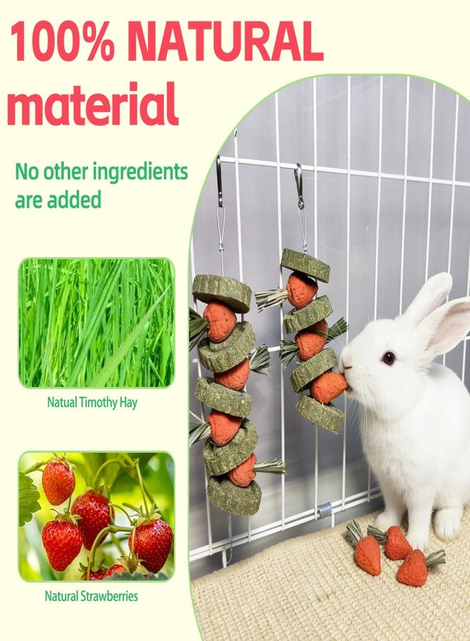 Hamiledyi Bunny Chew Toys Guinea Pig Chew Toys for Teeth Grinding Rabbit Treats Natural Timothy Grass Cake Strawberries for Guinea Pigs Chinchillas Bunny Hamster (2 Pcs) - Image 2