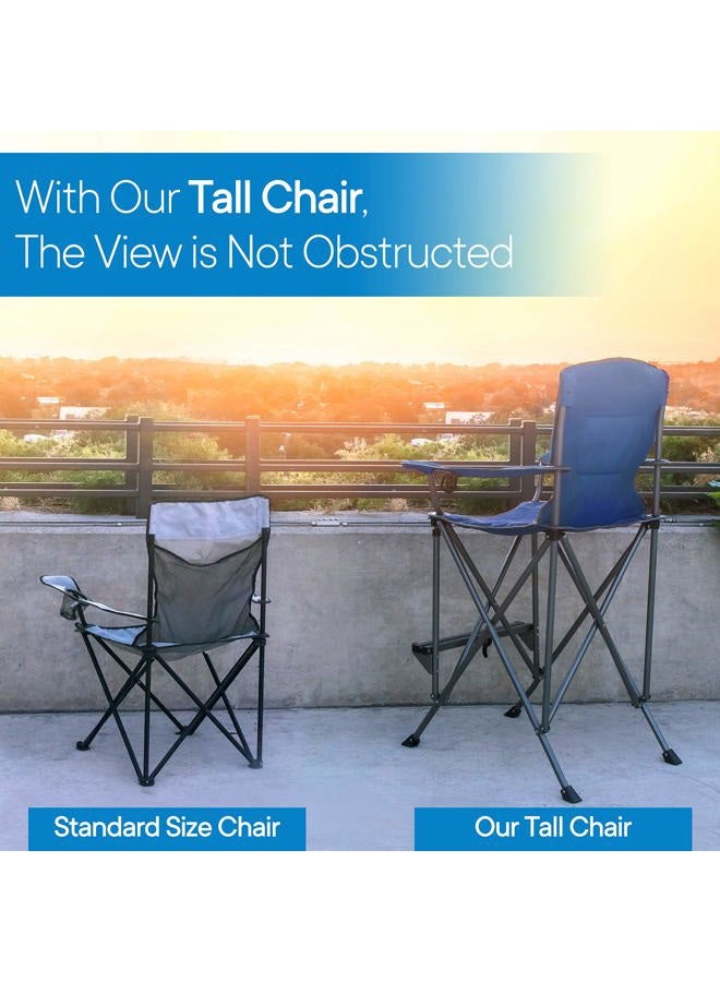 RMS Extra Tall Folding Chair - Bar Height Director Chair for Camping, Home Patio and Sports - Portable and Collapsible with Footrest and Carrying Bag - Up to 300 lbs Weight Capacity (Blue) - Image 2