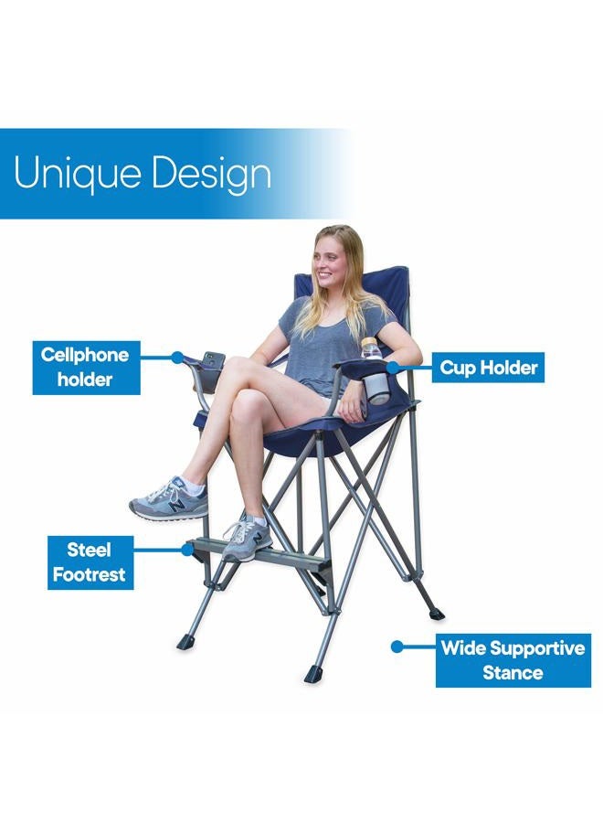 RMS Extra Tall Folding Chair - Bar Height Director Chair for Camping, Home Patio and Sports - Portable and Collapsible with Footrest and Carrying Bag - Up to 300 lbs Weight Capacity (Blue) - Image 3