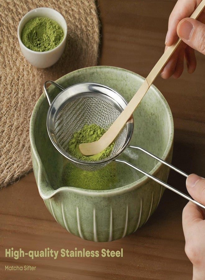 Matchiva Matcha Whisk Set with Matcha Bowl - Matcha Set Included Electric Frother, Bamboo Whisk, Matcha Spoon, Bamboo Holder, Sifter, Spoon Stand (Mottled Green) - Image 2