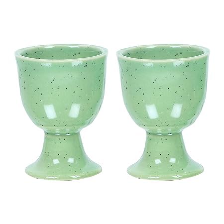 Qimacplus Elevate Your Breakfast Experience Soft Boiled Egg Holder Set Stylish Ceramic Egg Cups Perfect Housewarming Gift Set of 6 (Green Mat) - Image 2